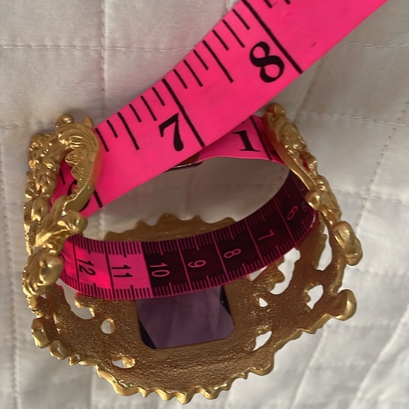 Unique Ornate Filigree Cuff Bracelet Purple Glass Stone - Thailand - Picture 4 of 4